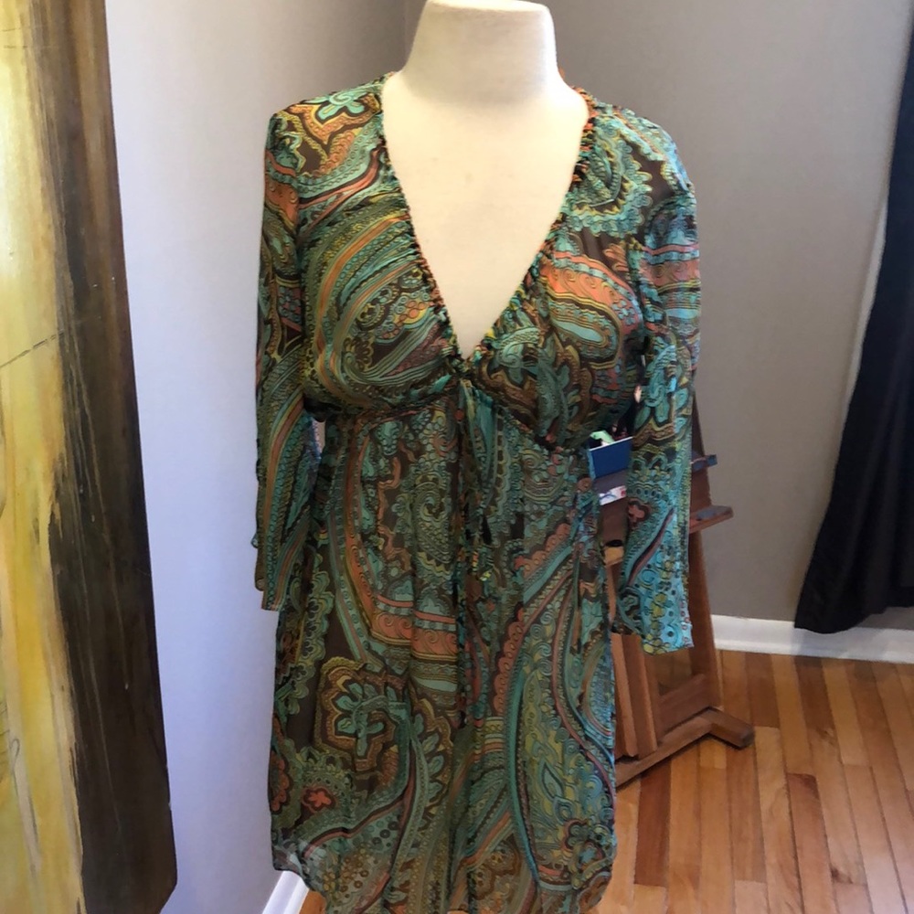 MILLY silk paisley boho beach cover up or tunic